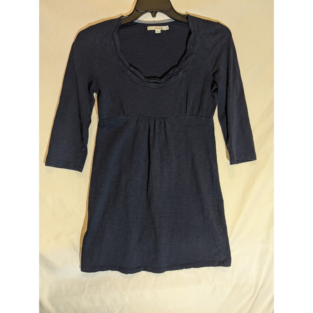 Boden Navy Blue 3/4 Sleeve Gathered Neck Empire Waist Dress Size US 6 UK 10